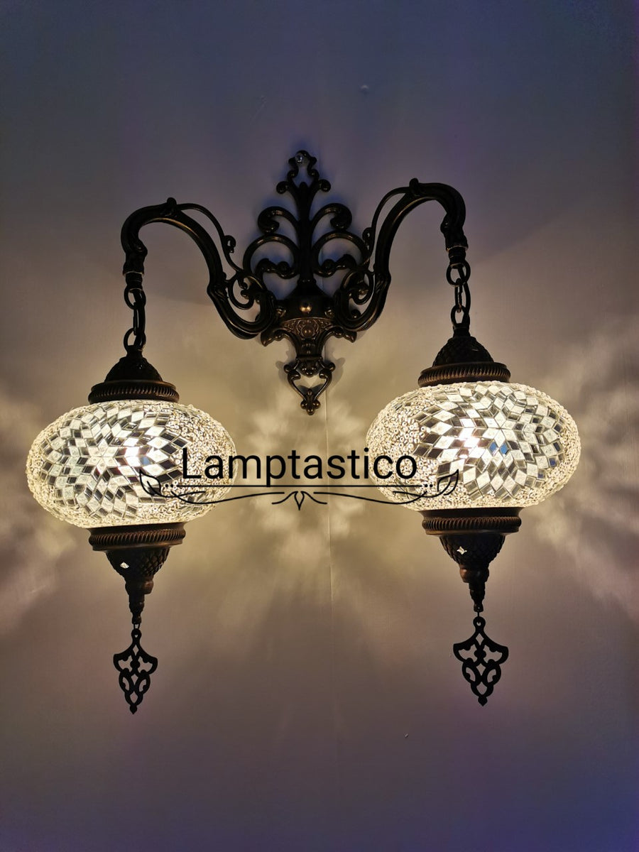 Turkish Moroccan Mosaic Double Wall Light, Wall Sconce – Lamptastico