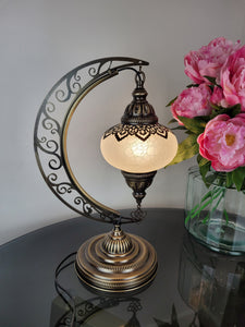 Moroccan Moon Table Lamp, Murano Crescent Desk Light, Hilal Turkish Lamp