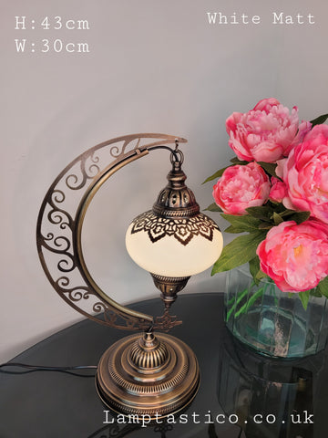 Moroccan Moon Table Lamp, Murano Crescent Desk Light, Hilal Turkish Lamp