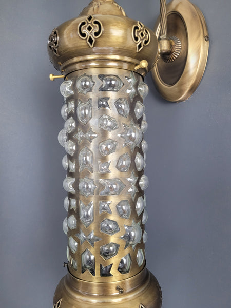 Turkish Moroccan Laser Cut Brass Cylinder Wall Light