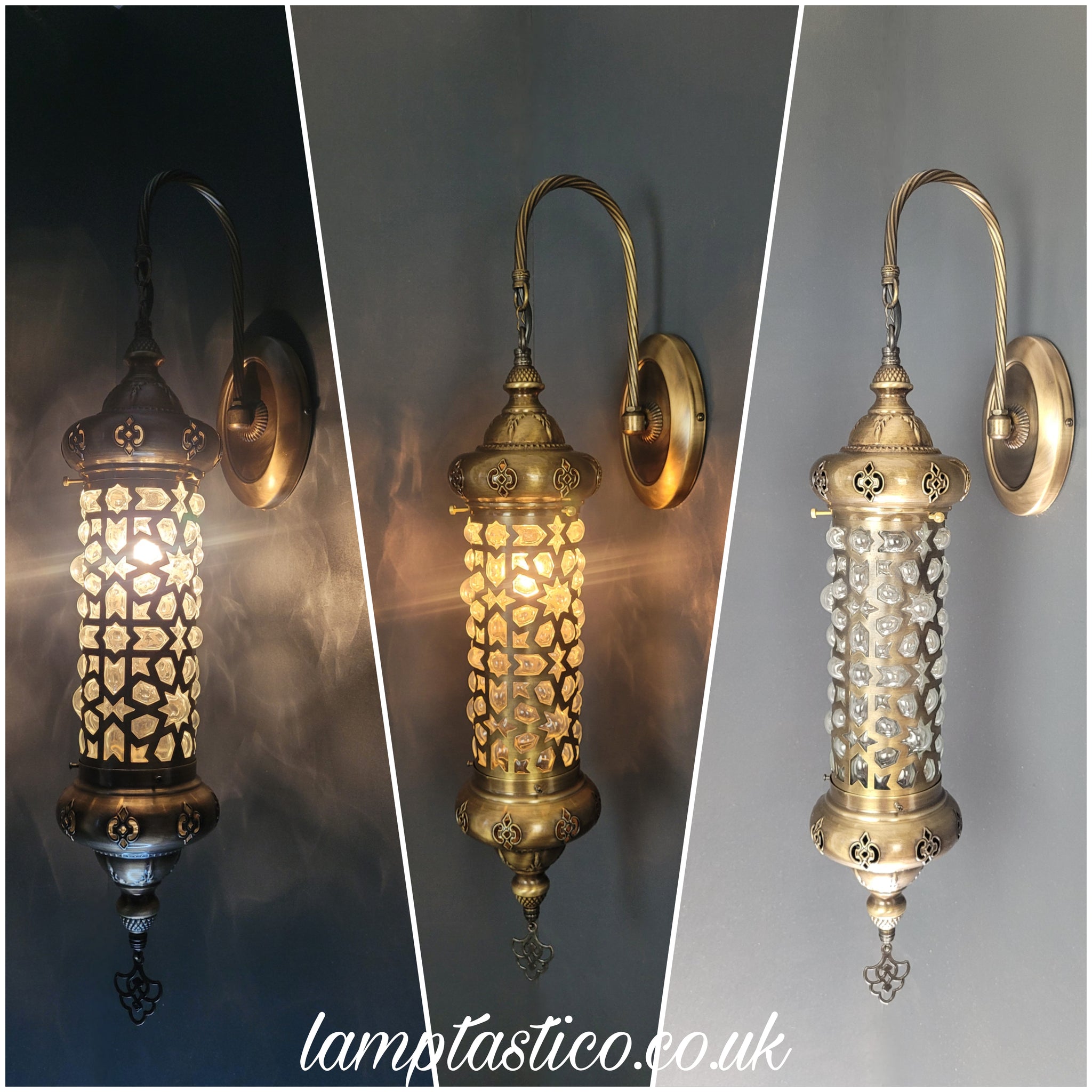 Turkish Moroccan Laser Cut Brass Cylinder Wall Light