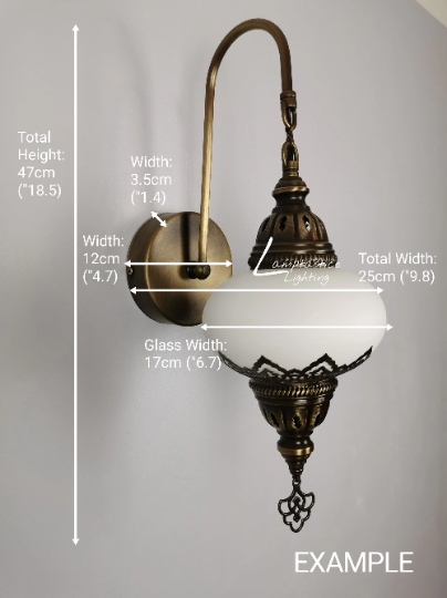 Turkish Laser Glass Round Wall Light Brass Finish