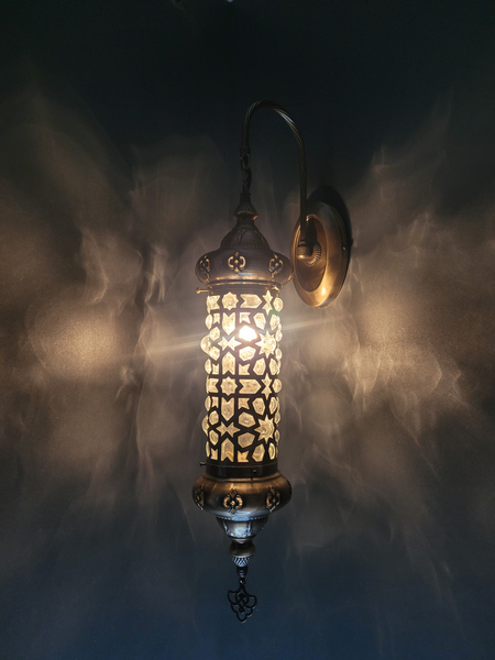 Turkish Moroccan Laser Cut Brass Cylinder Wall Light