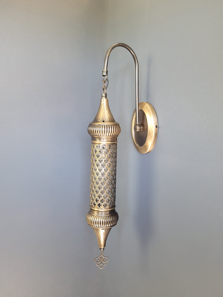 Cylinder Wall Light Sconce Brass Finish Oval Base