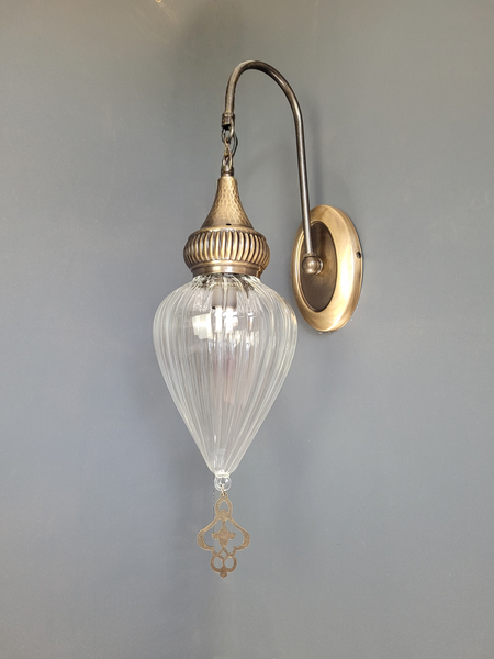 Turkish Ribbed Clear Glass Oval Wall Light #4