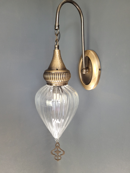 Turkish Ribbed Clear Glass Oval Wall Light #4