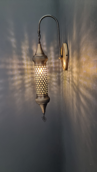 Cylinder Wall Light Sconce Brass Finish Oval Base