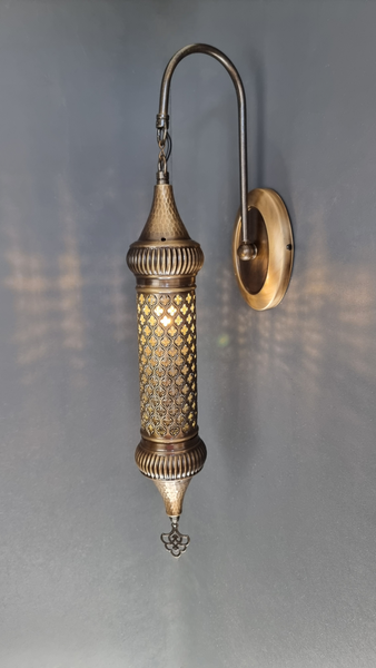 Cylinder Wall Light Sconce Brass Finish Oval Base