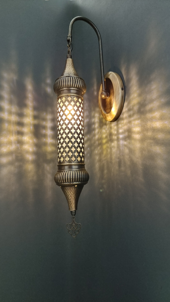 Cylinder Wall Light Sconce Brass Finish Oval Base