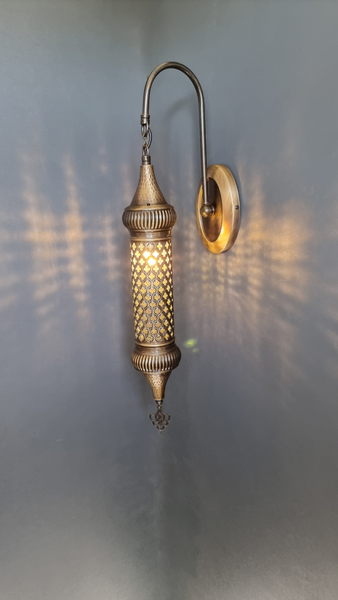 Cylinder Wall Light Sconce Brass Finish Oval Base