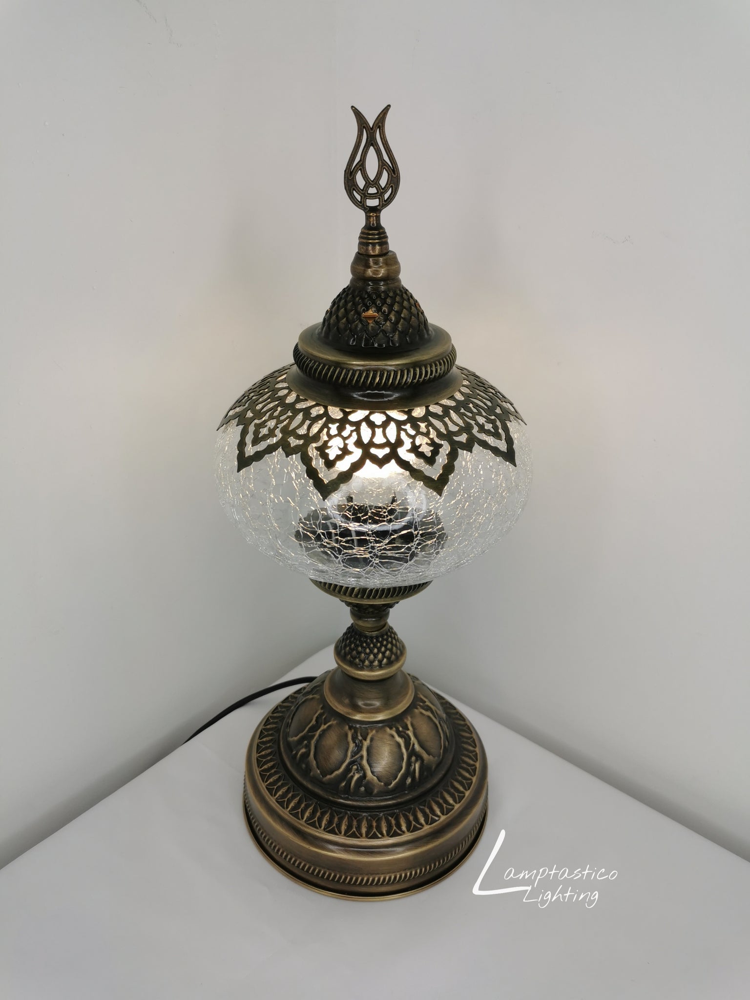 Turkish Moroccan Crackle Clear Glass Table Lamp No 3