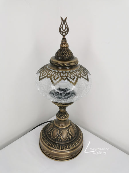 Turkish Moroccan Crackle Clear Glass Table Lamp No 3