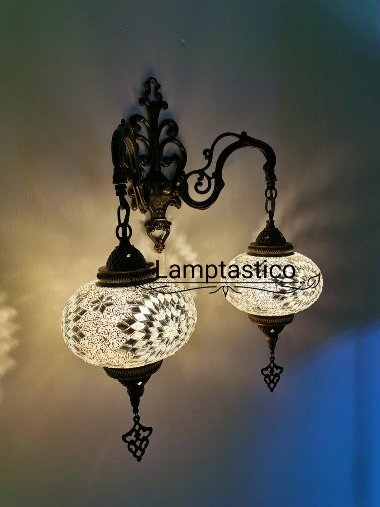 Turkish Moroccan Mosaic Double Wall Light, Wall Sconce – Lamptastico