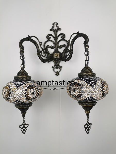 Turkish Moroccan Mosaic Double Wall Light, Wall Sconce