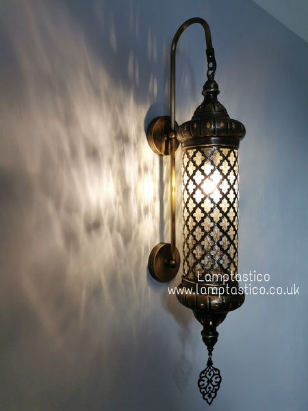 Turkish Moroccan Large Cylinder Blown Glass Wall Light Sconce