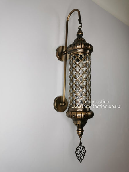 Turkish Moroccan Large Cylinder Blown Glass Wall Light Sconce