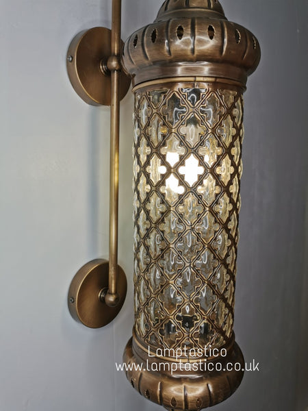 Turkish Moroccan Large Cylinder Blown Glass Wall Light Sconce